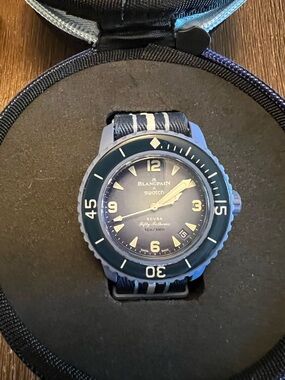 Swatch x Blancpain Blue and Navy Scuba Fifty Fathoms Dive Watch